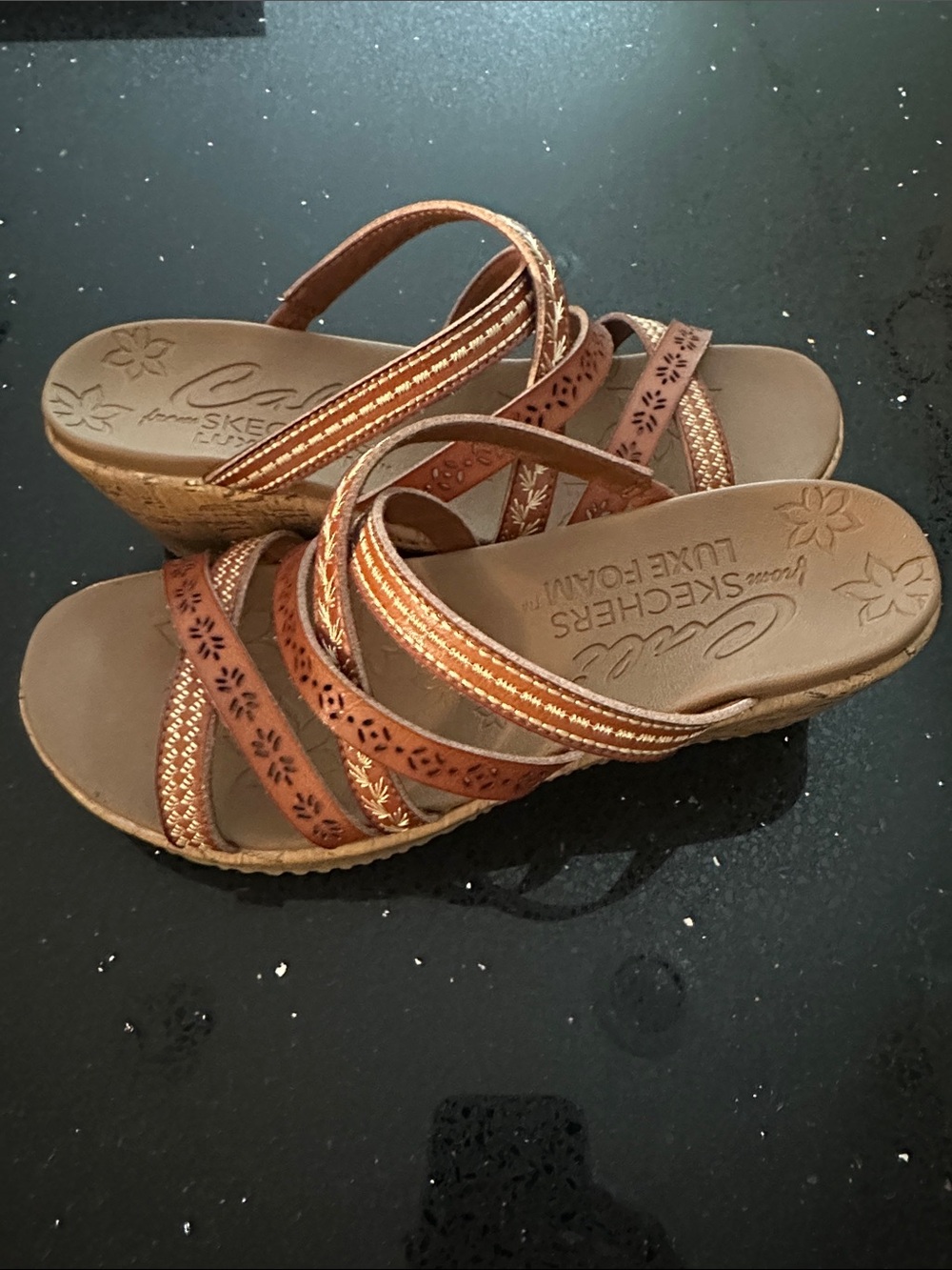 Skechers Beverlee Strappy Wedge Sandals